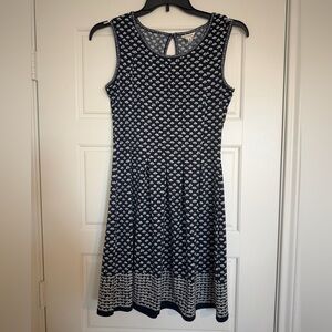 Max Studio Navy and White Floral Midi Dress